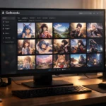 Gelboodu anime image platform interface showing tagged artwork